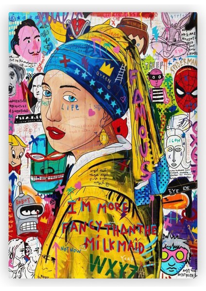 Inci Küpeli Kız Modern Sanat Pop Art Ahşap Poster 20 x 29 cm