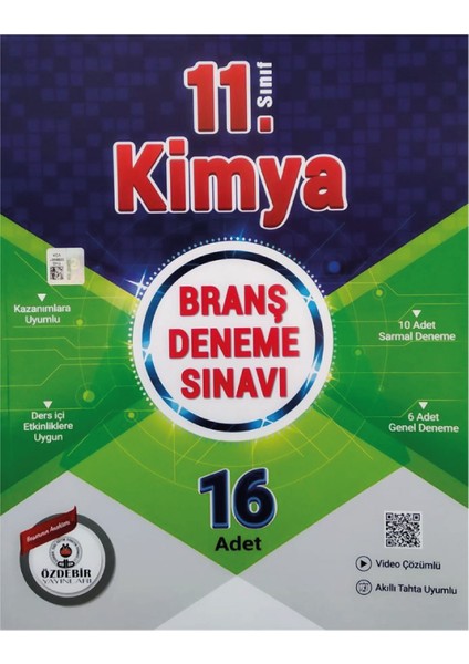 11.sınıf Kimya 16 Branş Deneme Sınavı Özdebir Yayınları