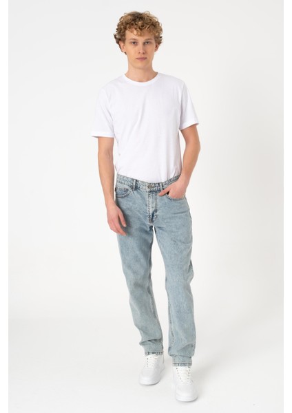 90's Buz Mavi Jean Pantolon %100 Pamuk Rahat Retro Kalıp Kot Pantolon