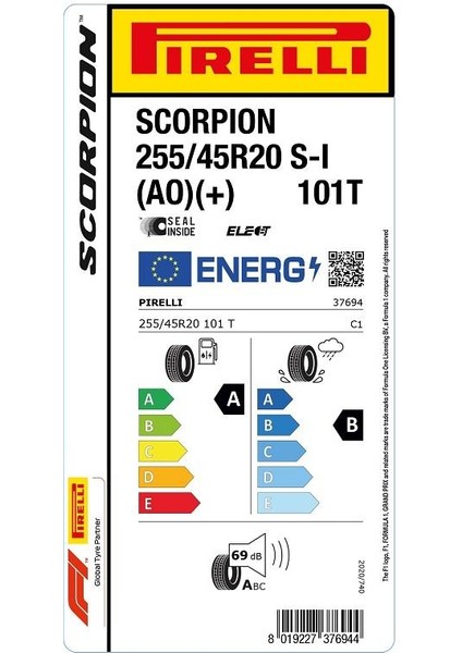 255/45 R20 101T Scorpion Seal Inside (Ao) (+) Elect Oto Yaz Lastiği (Üretim Yılı:2023)