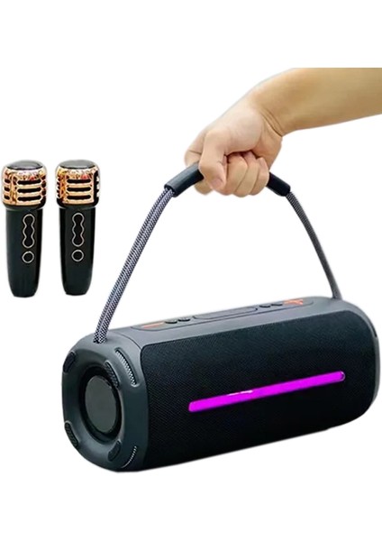 Çift Mikrofonlu Ses Bombası Rgb Işıklı Kablosuz Speaker Bluetooth Hoparlör Taşıma Ipli Kampta Tatilde Taşınabilir Hoparlör Ofis ve Ev Için USB ve Tf Kart Girişli Kablosuz Hoparlör CVR8000