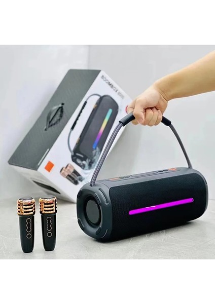 Çift Mikrofonlu Ses Bombası Rgb Işıklı Kablosuz Speaker Bluetooth Hoparlör Taşıma Ipli Kampta Tatilde Taşınabilir Hoparlör Ofis ve Ev Için USB ve Tf Kart Girişli Kablosuz Hoparlör CVR8000