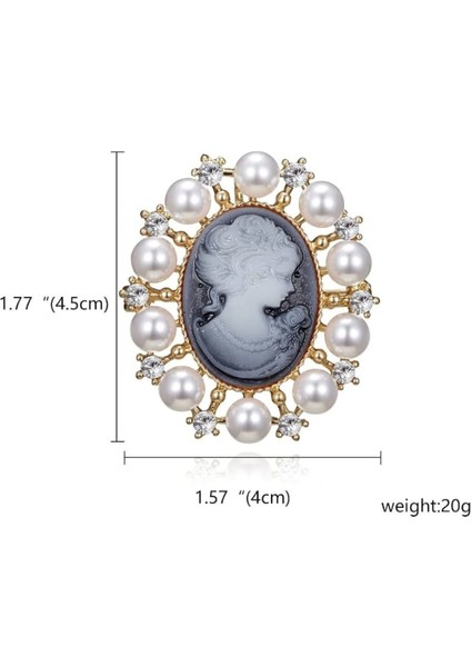 Vintage Comeo Incili Kristal Taşlı Broş fiyatları