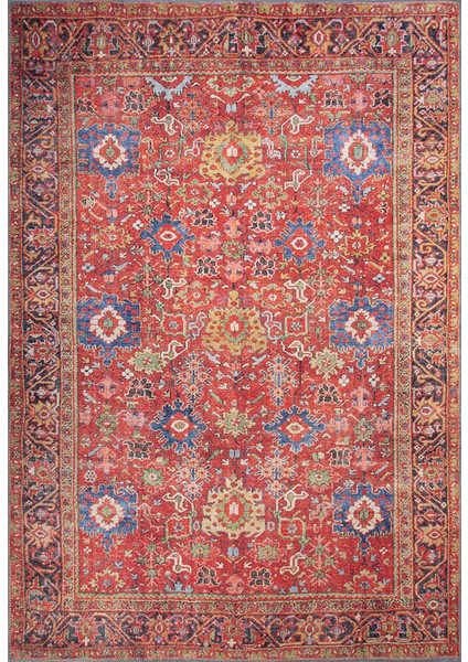 Etnik Desenli Salon Halısı, Soul Şönil |Pamuk-Polyester| Kırmızı Halı Al 181