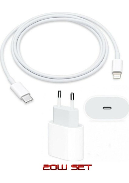 Uyumlu Kablolu 20 Watt Taşınabilir Hızlı Şarj Aleti Beyaz