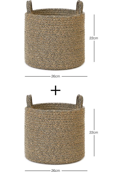 Ocean Home Te x tile 2'li Siyah Kırçıllı Jüt Halat Sepet Set 26 x 22 cm fiyatları