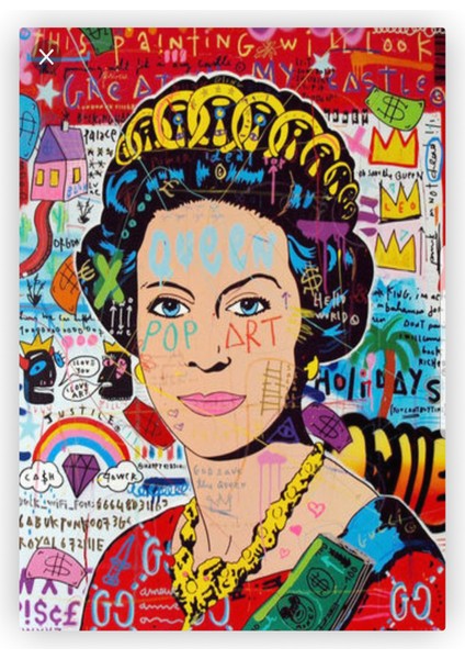 Kraliçe Elizabeth Pop Art Ahşap Poster 20 x 29 cm