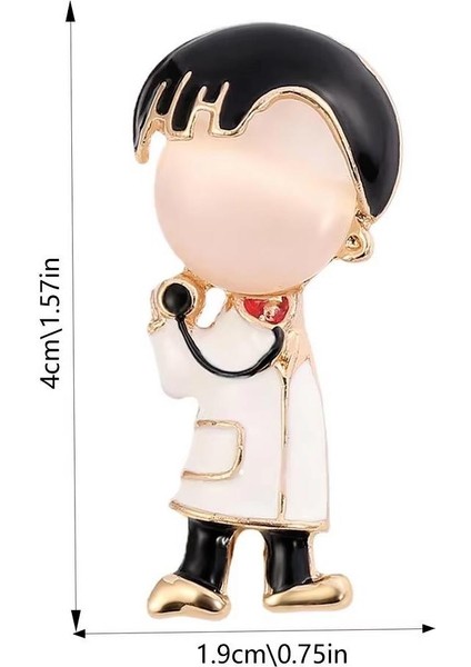 Erkek Doktor Karakterli Mineli Yaka Iğnesi Broş