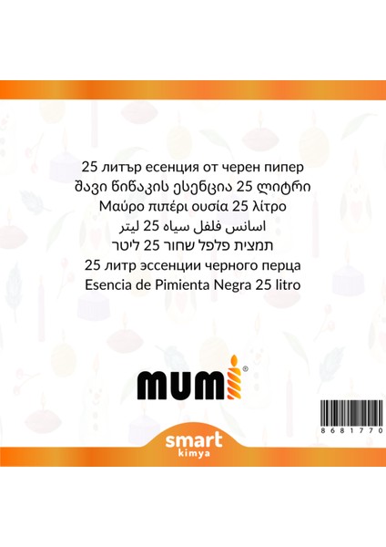 Karabiber Mum Esansı 47873 25 Litre fiyatları