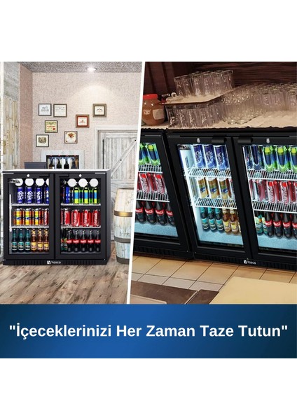 Bar Altı İçecek Soğutucusu, Çift Kapaklı (Siyah)