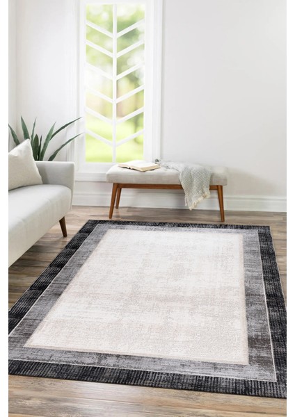 Lynosse Siyah Fildişi Yumuşak Konforlu Halı P1202