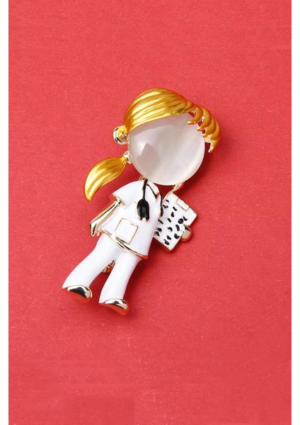 Kadın Doktor Veya Hemşire Karakterli Mineli Yaka Iğnesi Broş fiyatları