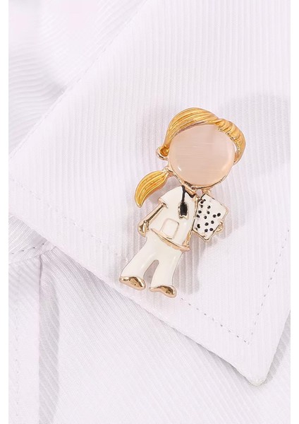 Kadın Doktor Veya Hemşire Karakterli Mineli Yaka Iğnesi Broş modelleri