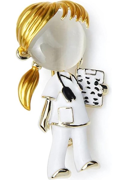 Kadın Doktor Veya Hemşire Karakterli Mineli Yaka Iğnesi Broş indirimleri