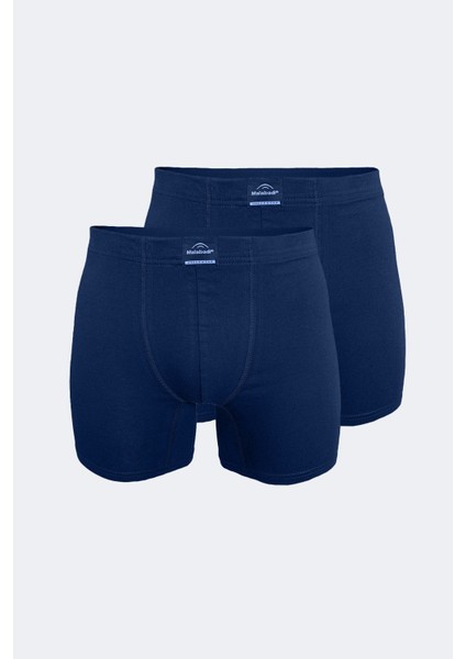 Erkek Lacivert 2 Li Pamuk Elastan Uzun Boxer 2M073