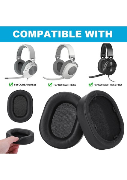 Corsaır HS55 / HS55 Pro / HS65 Için 1 Çift Kulaklık Kapağı HS55/HS55 PRO/HS65 (Siyah) (Yurt Dışından) indirimleri