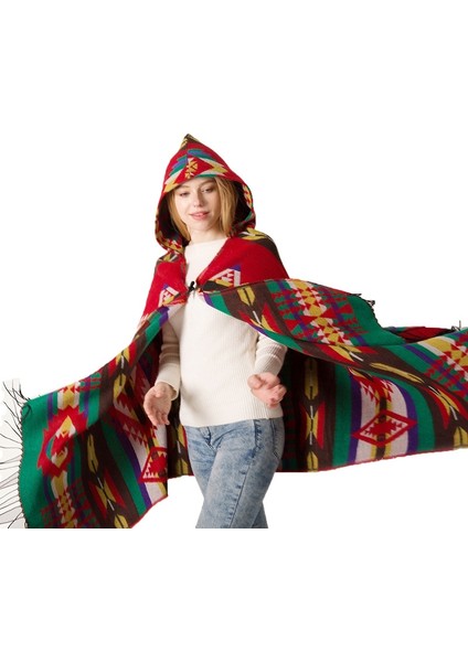 Etnik Stil Kapüşonlu Pelerin Şal 135-175CM (Yurt Dışından) indirimleri