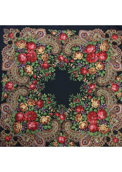 90 x 90CM Etnik Stil Retro T Kare Eşarp 90 x 90CM Haki (Yurt Dışından)
