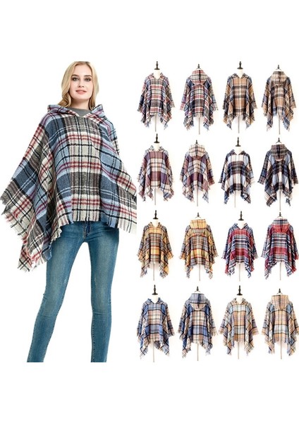 Kışlık Kapüşonlu Pelerin Şal Eşarp 135CM (Yurt Dışından)
