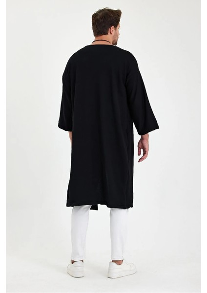 Uzun Kimono Siyah Düz Fakir Kol Oversize Bohem fiyatları