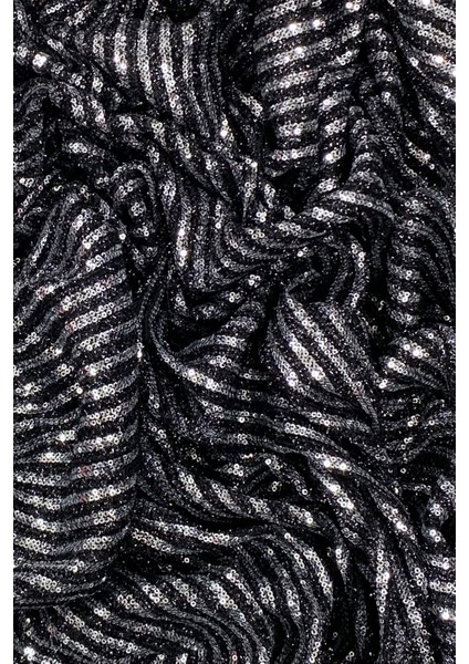 Sakallı Çizgili Pullu Kumaş Pullu Payet Kumaş Abiye Nişan Düğün Siyah fiyatları