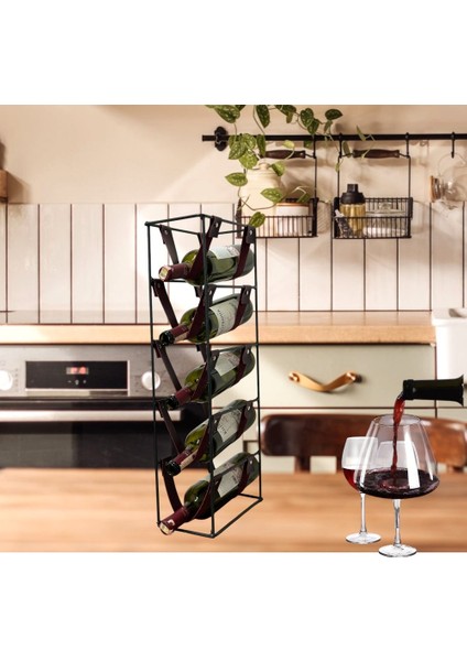 5 Li Modern Metal Deri Şarap Viski Şampanya Standı Dekoratif Wine Rack Drink Stand