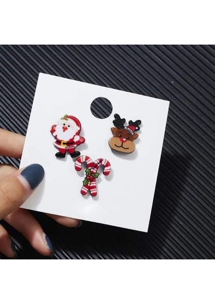 Style-5 3 Adet/takım Merry Christmas Broş Noel Çorap Noel Ağacı Elk Emaye Rozeti Küçük Broş Kadın Moda Parti Takı Hediyeler (Yurt Dışından)