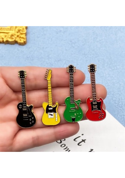 Stil-4 Edebi ve Sanatsal Kişilik Retro Gitar Moda Enstrüman Tasarımı Metal Emaye Broş Müzik Çevreleyen Pin Rozeti (Yurt Dışından) indirimleri