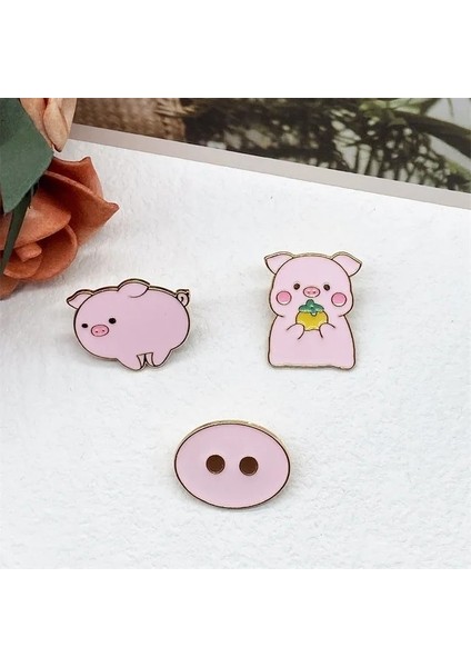 Stil-4 Karikatür Sevimli Pembe Domuz Metal Emaye Broş Küçük Trabzon Hurması ile Komik Moda Domuz Burun Rozeti Pin Moda Aksesuar Takı (Yurt Dışından)