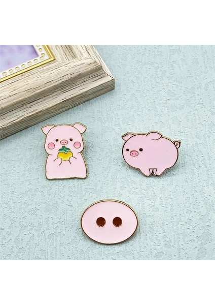 Stil-4 Karikatür Sevimli Pembe Domuz Metal Emaye Broş Küçük Trabzon Hurması ile Komik Moda Domuz Burun Rozeti Pin Moda Aksesuar Takı (Yurt Dışından) fırsatları