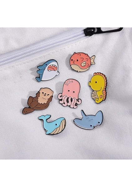 Style.10 Yaratıcı Trendy Karikatür Deniz Hayvan Köpekbalığı Yağ Damlası Yaka Broş Rozet Pin Denim Çanta Hediye Erkek Kadın Moda Takı Aksesuarları (Yurt Dışından) fiyatları