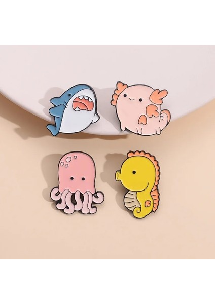 Style.10 Yaratıcı Trendy Karikatür Deniz Hayvan Köpekbalığı Yağ Damlası Yaka Broş Rozet Pin Denim Çanta Hediye Erkek Kadın Moda Takı Aksesuarları (Yurt Dışından) fırsatları