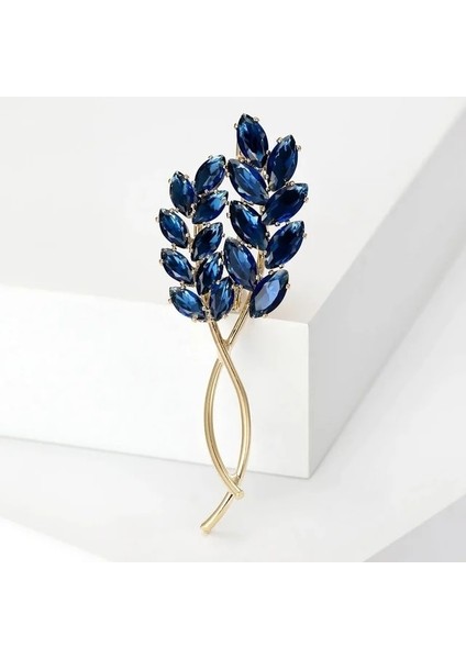 BLUE2176-BL Beaut&berry Tasarım Buğday Kulak Broş Kadınlar Için Unisex Taklidi 4 Renkli Bitki Ofis Parti Broş Pins Yeni Yıl Hediyeleri (Yurt Dışından)