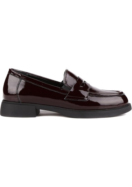 - Bordo Hakiki Rugan Deri Kadın Loafer 25-5645