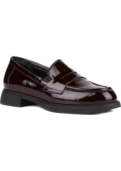- Bordo Hakiki Rugan Deri Kadın Loafer 25-5645 fiyatları