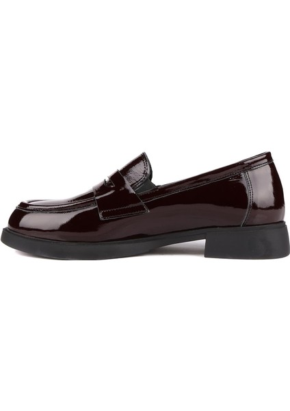 - Bordo Hakiki Rugan Deri Kadın Loafer 25-5645 modelleri