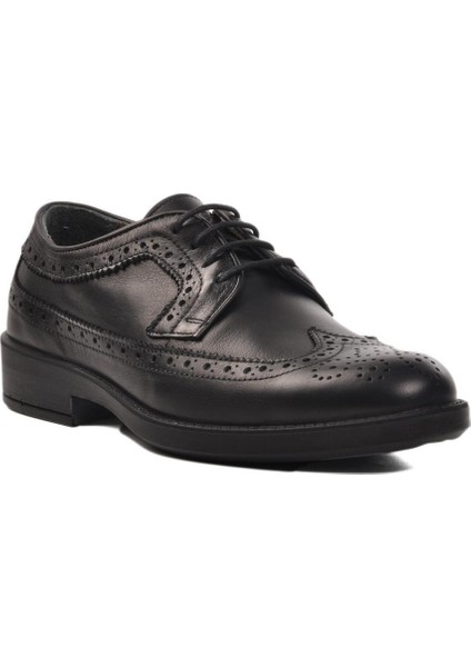 3912 Siyah Deri Ortopedik Erkek Klasik Ayakkabı