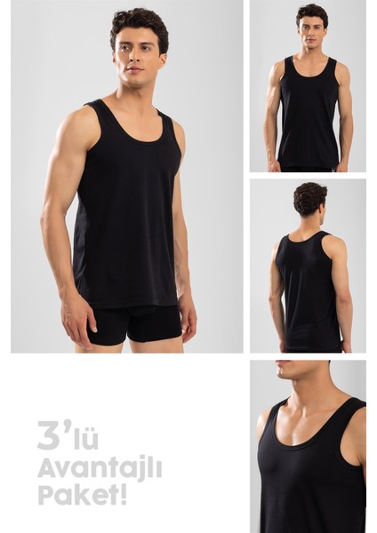 Erkek Klasik Atlet 1001 3 Lü Set Siyah