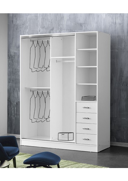 Samara Sürgülü Kapaklı Şifonyerli Gardırop 160 cm fiyatları