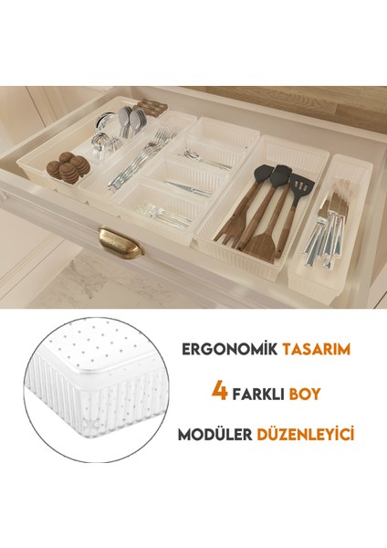 12 Parça Modüler Kaşıklık Seti - Ayarlanabilir Mutfak Çekmece Içi Düzenleyici Organizer Şeffaf modelleri