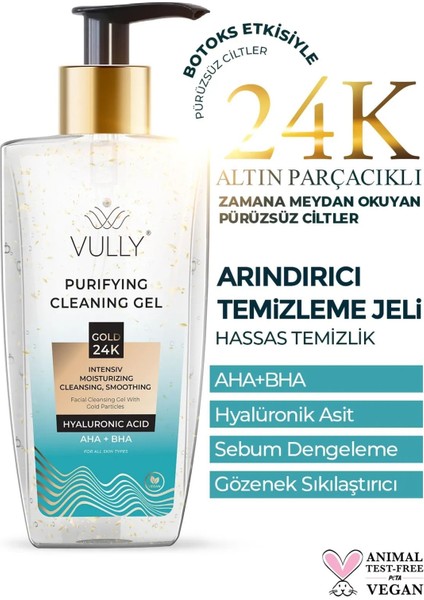 24K Altın Parçacıklı Arındırıcı Nemlendirici Gözenek Sıkılaşyüz Temizleme Jeli 200 ml