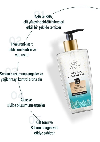 24K Altın Parçacıklı Arındırıcı Nemlendirici Gözenek Sıkılaşyüz Temizleme Jeli 200 ml