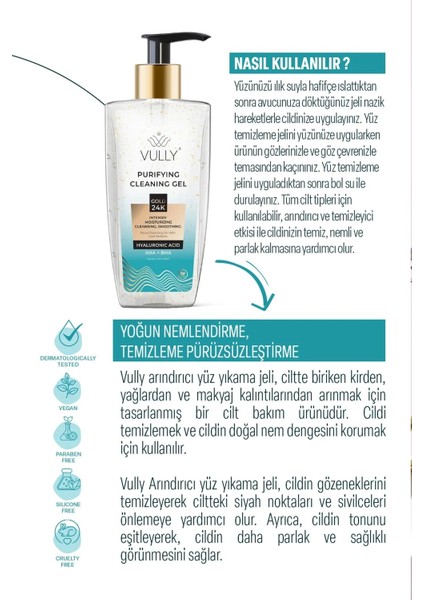 24K Altın Parçacıklı Arındırıcı Nemlendirici Gözenek Sıkılaşyüz Temizleme Jeli 200 ml