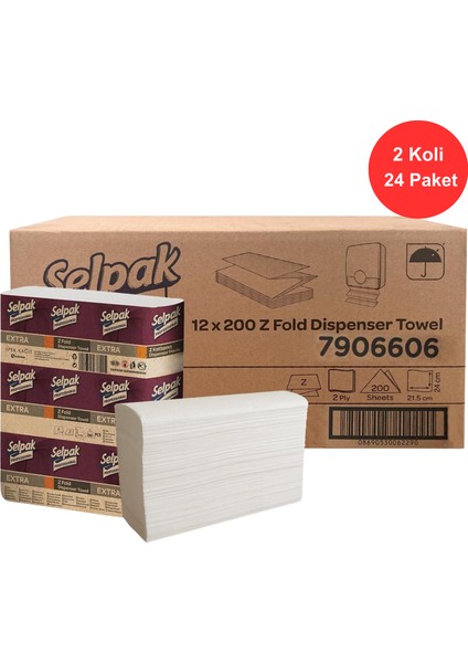 Extra Z Katlı Havlu 21.5 x 24 cm 2 Koli (24 Paket)