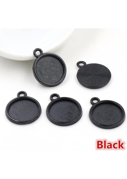 Siyah 10MM x 50 Adet 8mm 10MM 12MM Iç Boyut Klasik 7 Renk Tek Taraflı Tek Asılı Basit Stil Cabochon Taban Ayarı Charms Kolye (Yurt Dışından)