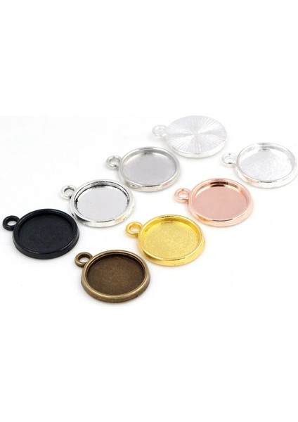 Siyah 10MM x 50 Adet 8mm 10MM 12MM Iç Boyut Klasik 7 Renk Tek Taraflı Tek Asılı Basit Stil Cabochon Taban Ayarı Charms Kolye (Yurt Dışından)