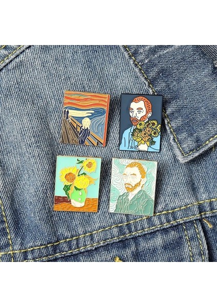 XZ2842 Van Gogh Yağlıboya Broş Van Gogh Broş Galaxy Broş Yıldız Ay Ayçiçeği Broş Sanat Broş Van Gogh Yaka Pin (Yurt Dışından) fiyatları