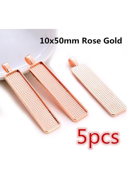 10X50 Gül Altın 5 Adet Moda 10X50/10X25/25X50MM Cameo Dikdörtgen Çerçeveler Boş Kolye Cabochon Taban Ayarı Takı Yapımı Aksesuarları Malzemeleri (Yurt Dışından)