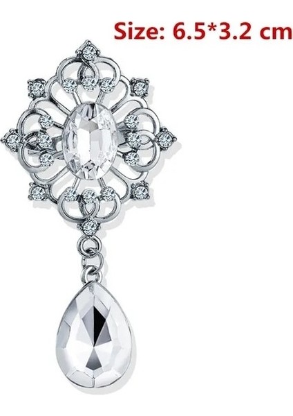 W3 Yeni Su Damlası Büyük Orta Kristal Rhinestones Broş Bayanlar Takı Büyük Kırmızı Cam Broş Pin Kadınlar Için Düğün Takısı Hediyeler (Yurt Dışından)