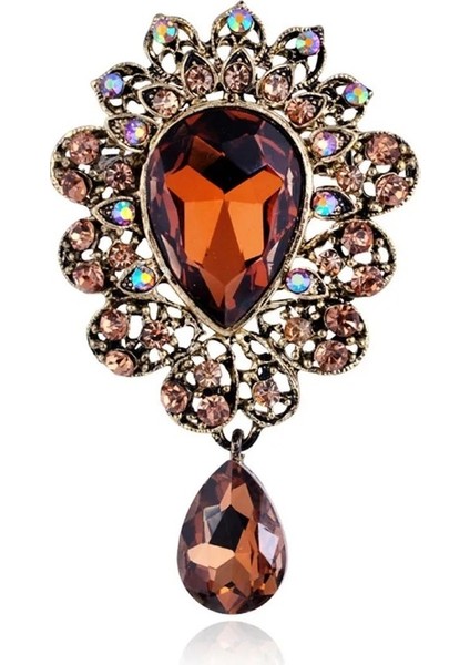 W3 Yeni Su Damlası Büyük Orta Kristal Rhinestones Broş Bayanlar Takı Büyük Kırmızı Cam Broş Pin Kadınlar Için Düğün Takısı Hediyeler (Yurt Dışından) fırsatları